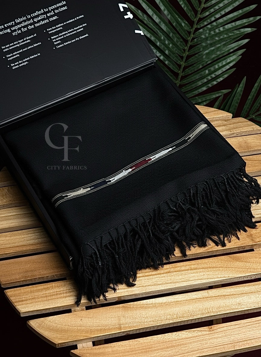 Black Swati Wool Shawl