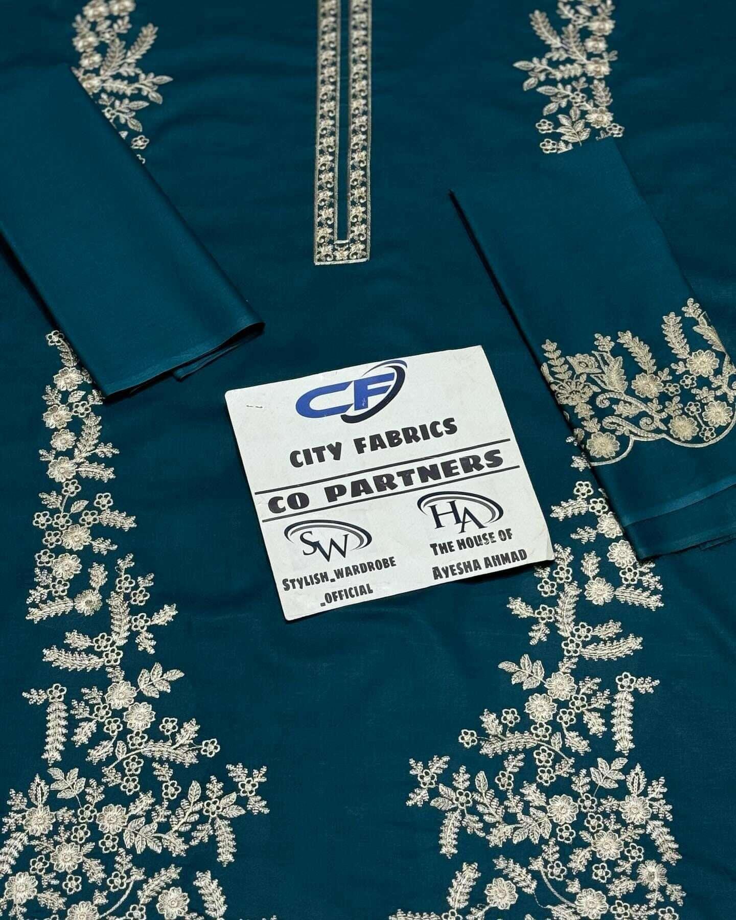 CITY FABRICS DHANAK UNSTITCHED EMB 2PC - City Fabrics 