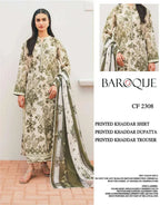 BAROQUE KHADDAR UNSTITCHED PRINTED 3PC - City Fabrics 