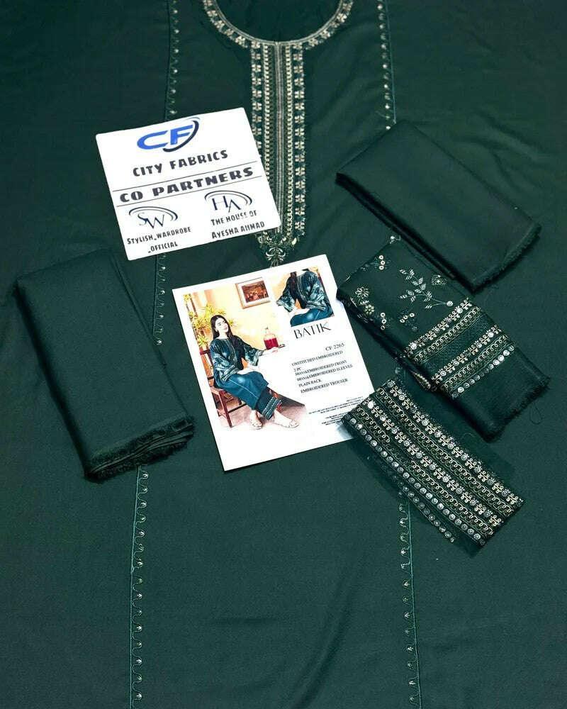 BATIK DHANAK UNSTITCHED EMB 2PC - City Fabrics 