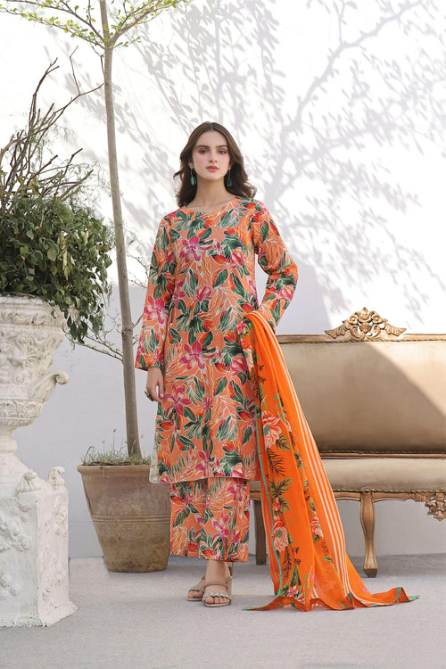 BAROQUE LAWN PRINTED UNSTICH 3PC - City Fabrics 