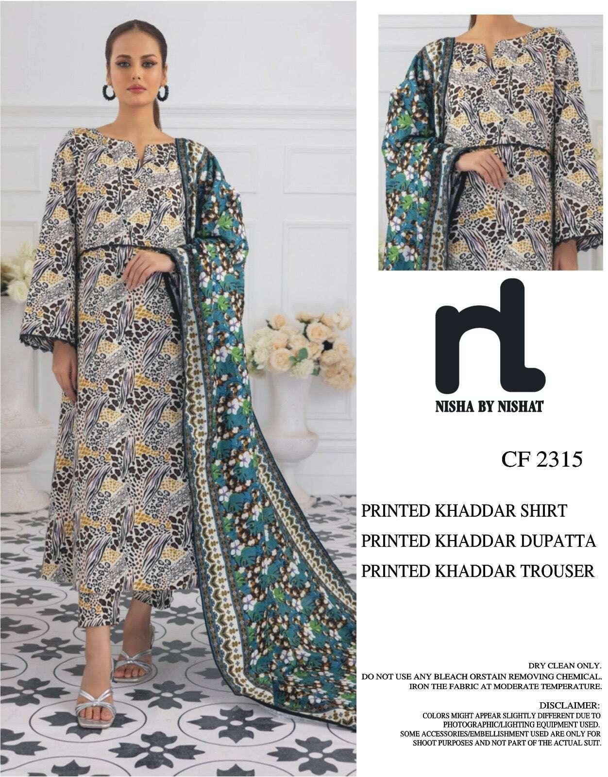NISHAT KHADDAR UNSTITCHED PRINTED 3PC - City Fabrics 