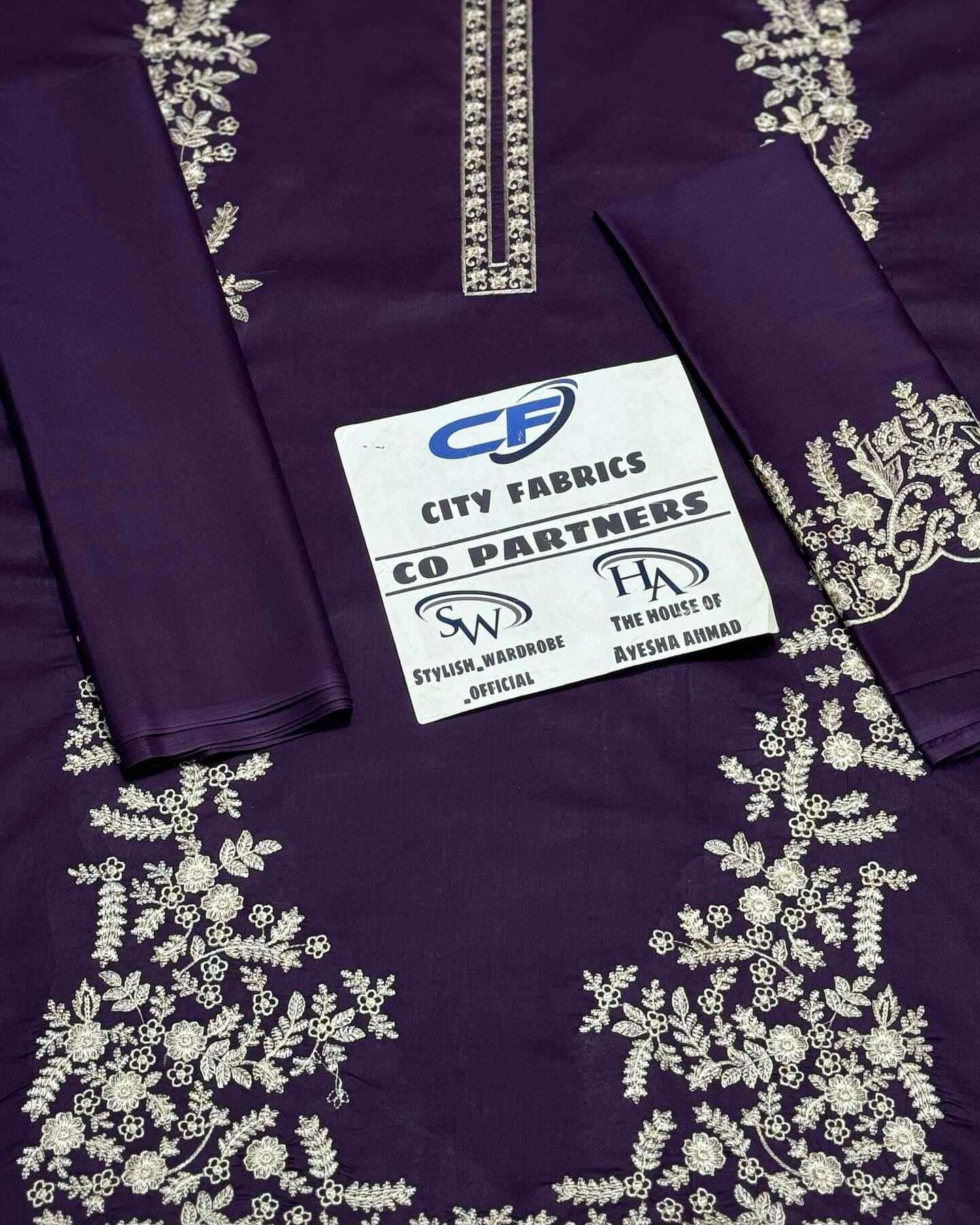 CITY FABRICS DHANAK UNSTITCHED EMB 2PC - City Fabrics 