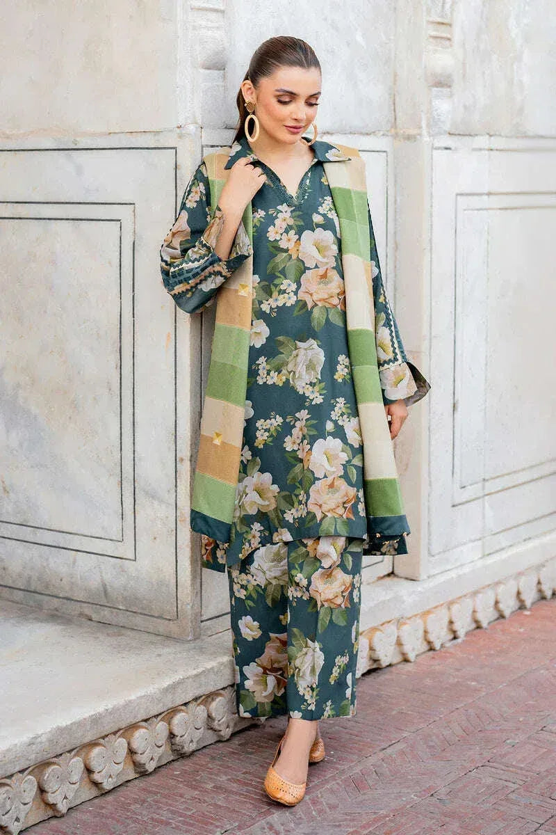 BAROQUE KHADDAR UNSTITCHED PRINTED 3PC - City Fabrics 