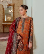 BAROQUE ZARI NET UNSTITCHED EMB SUIT - City Fabrics 