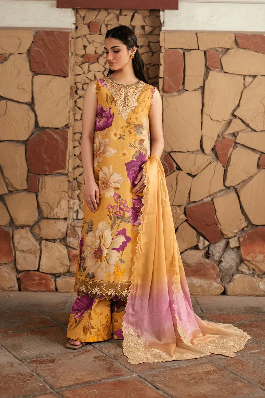 BAROQUE LAWN PRINTED UNSTICH 3PC - City Fabrics 