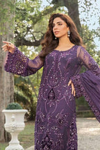 MARIA.B CHIFFON UNSTITCHED EMB SUIT - City Fabrics 