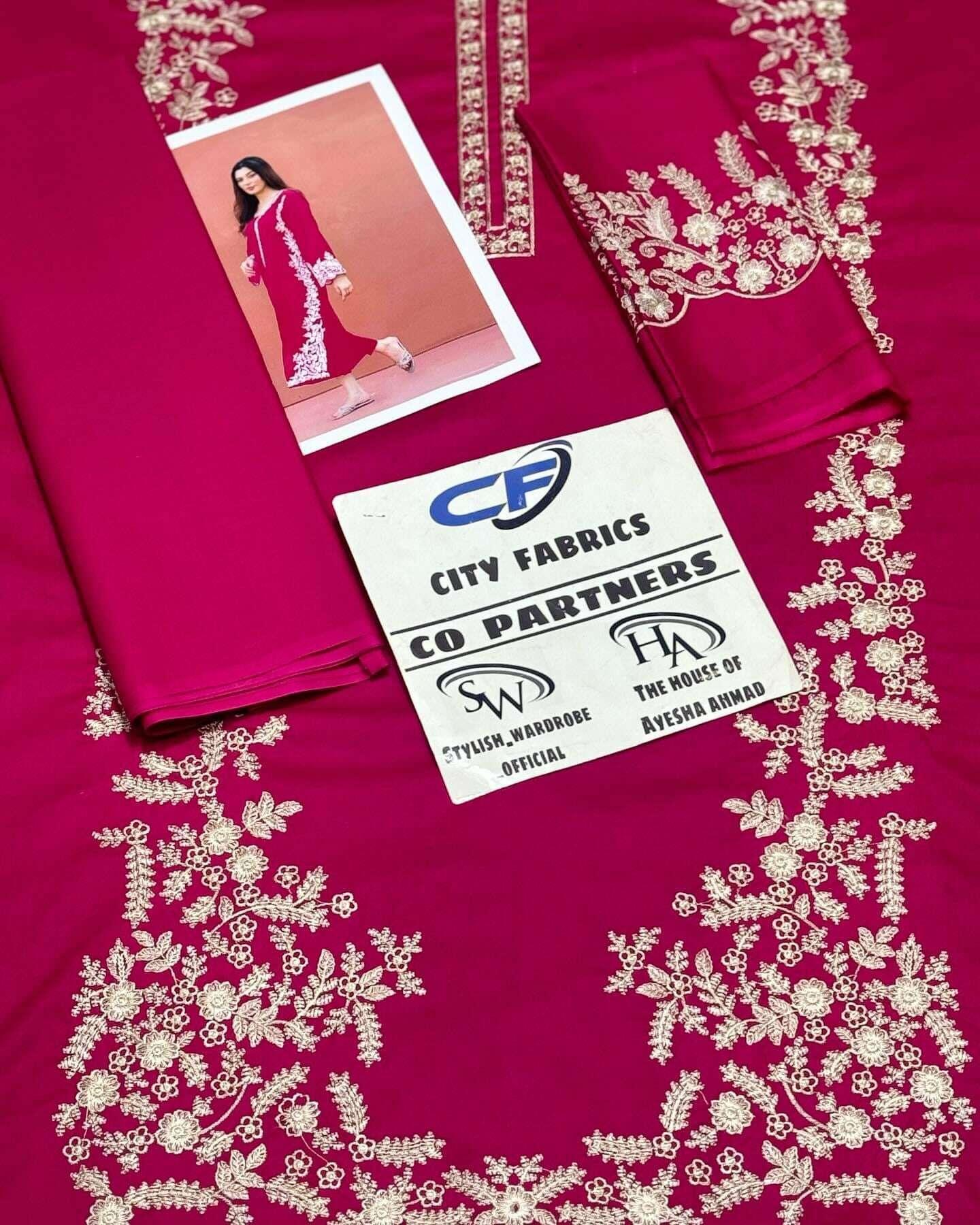 CITY FABRICS DHANAK UNSTITCHED EMB 2PC - City Fabrics 