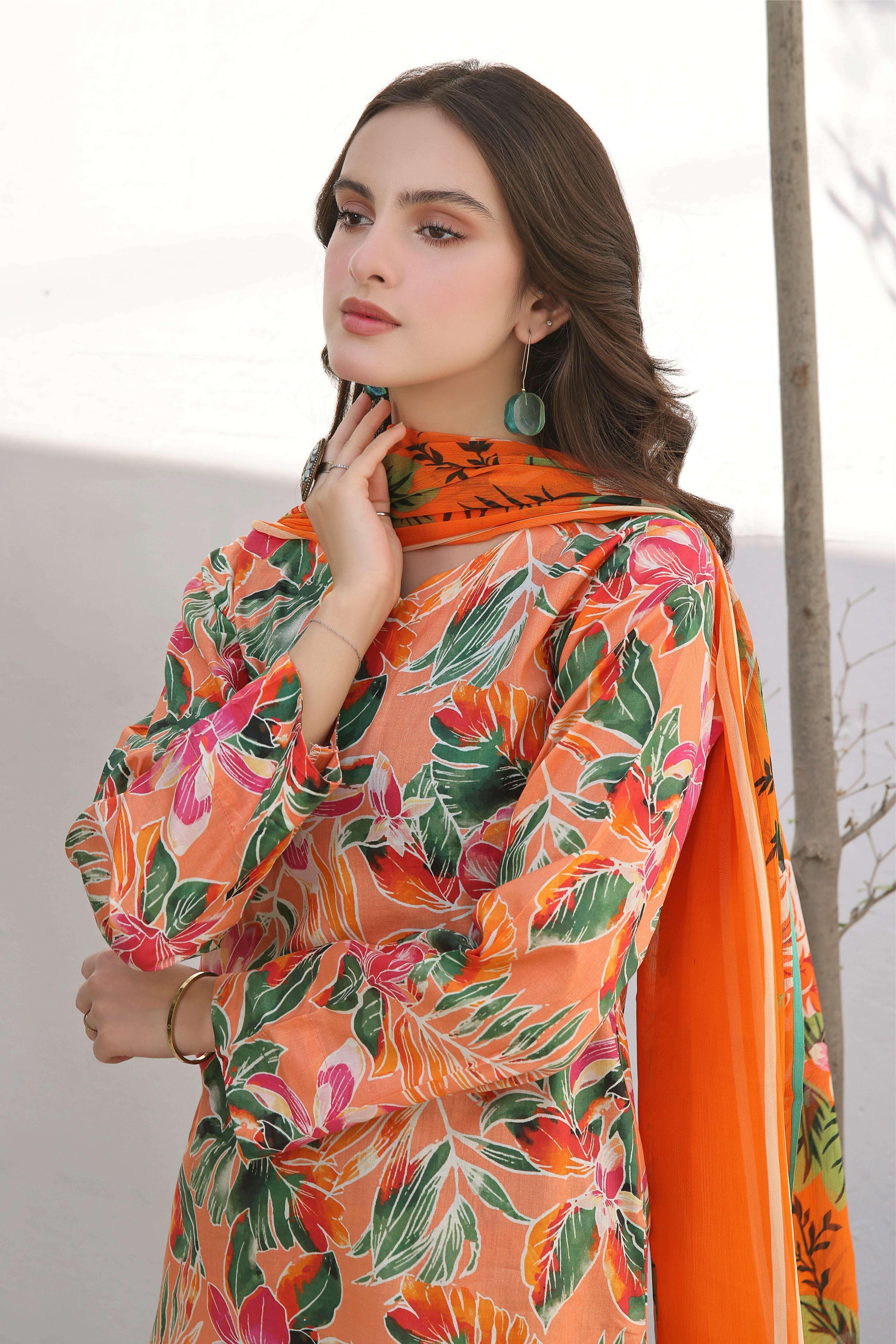 BAROQUE LAWN PRINTED UNSTICH 3PC - City Fabrics 