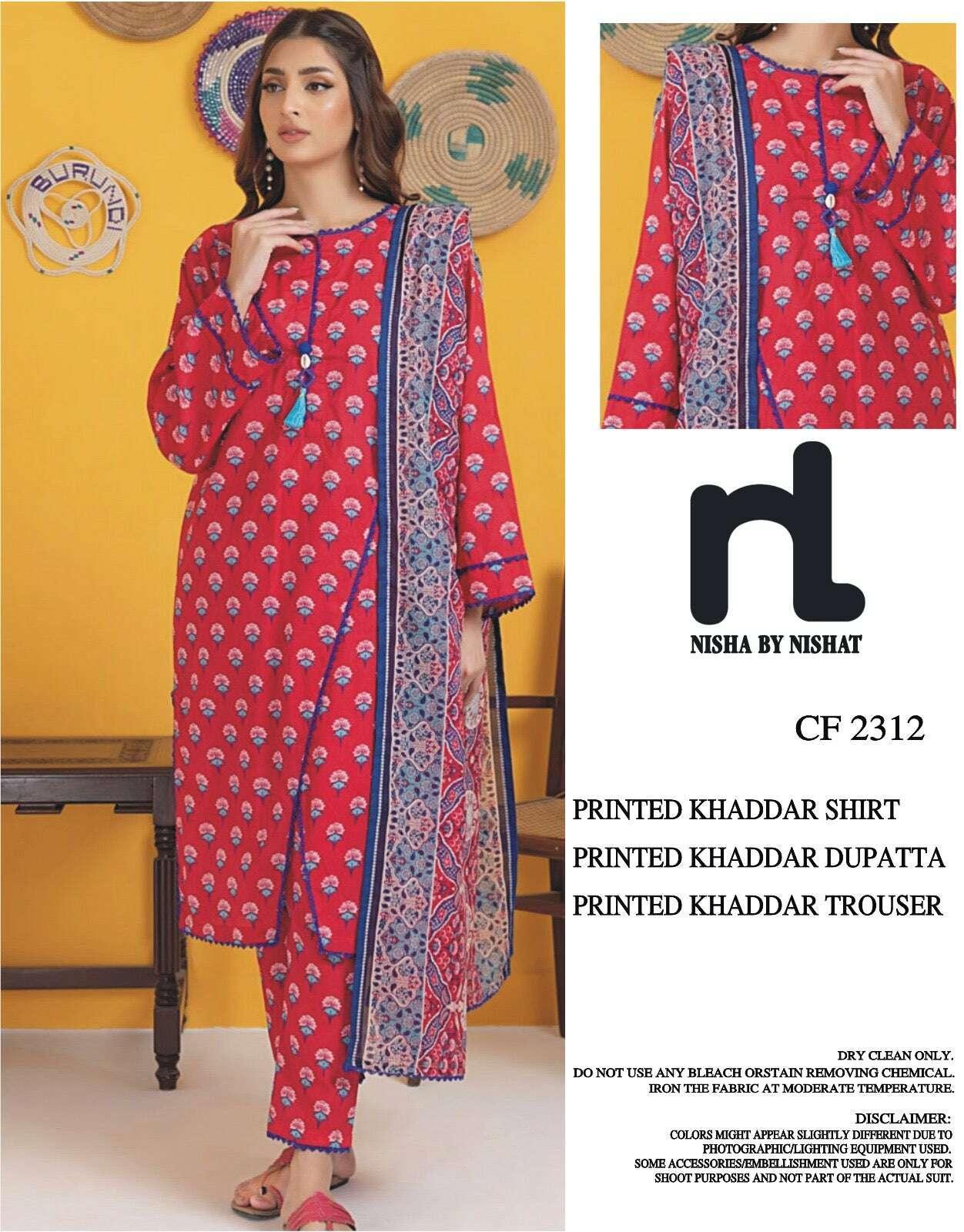 NISHAT KHADDAR UNSTITCHED PRINTED 3PC - City Fabrics 