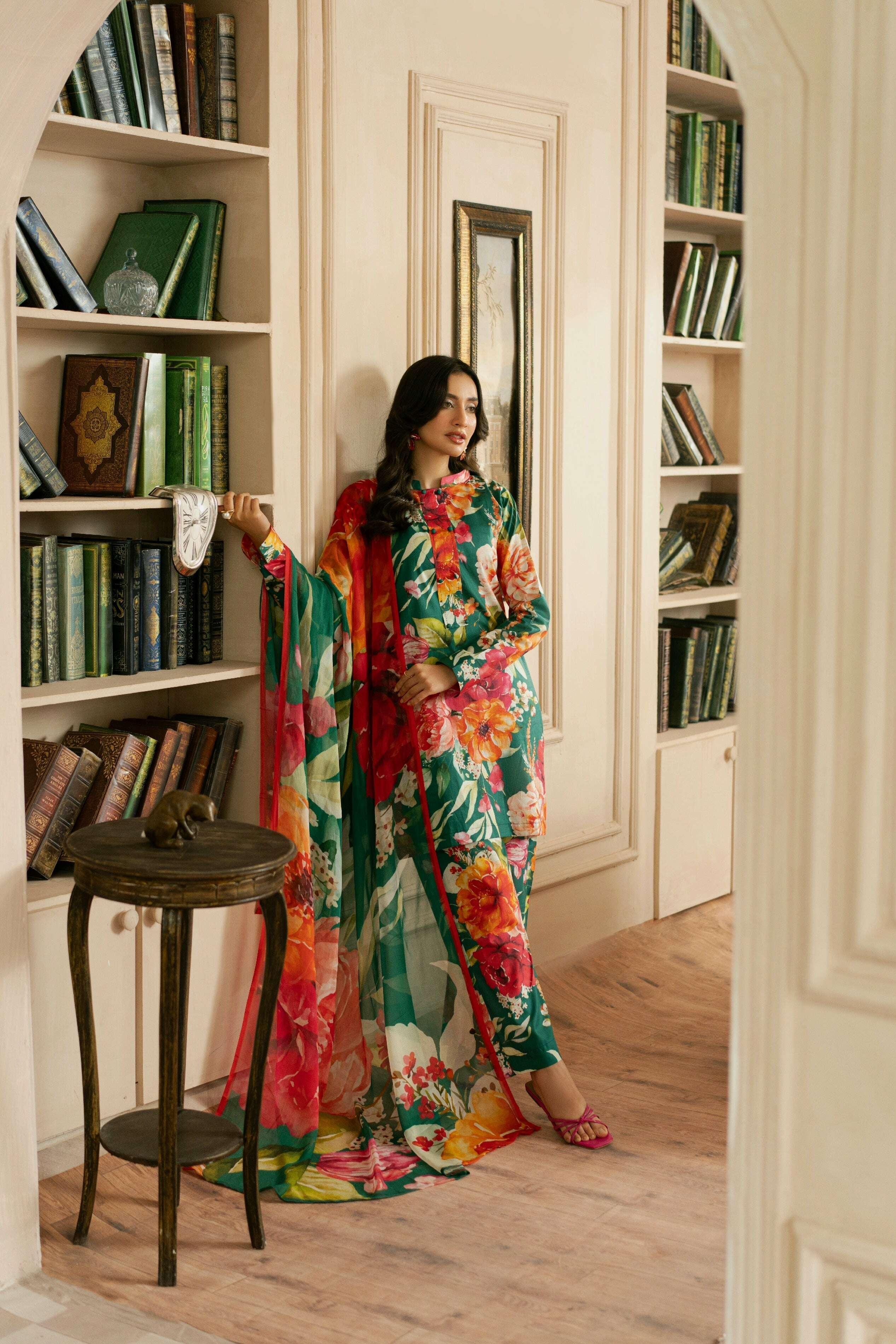 BAROQUE LAWN PRINTED UNSTICH 3PC - City Fabrics 