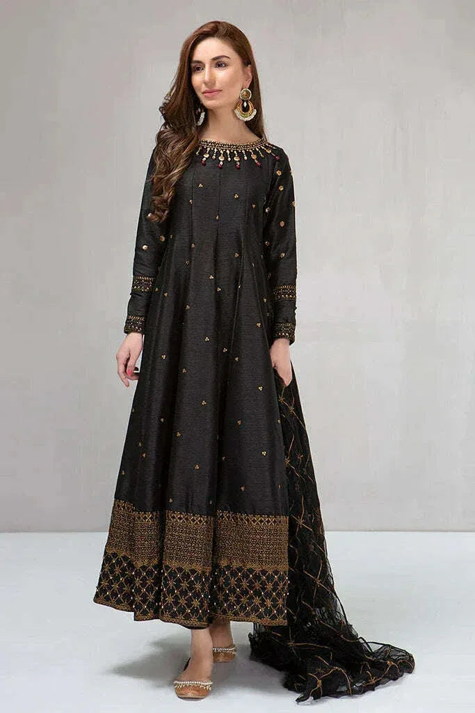 MARIA B KATTAN SILK UNSTICH EMBROIDERED 3PC - City Fabrics 