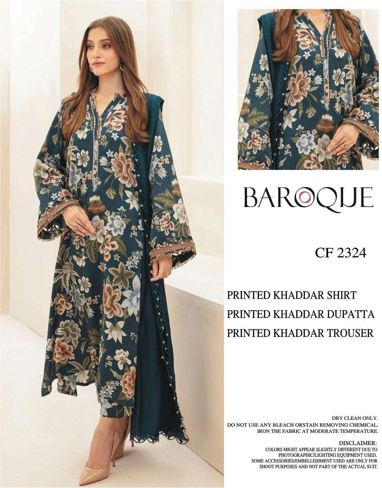 BAROQUE KHADDAR UNSTITCHED PRINTED 3PC - City Fabrics 