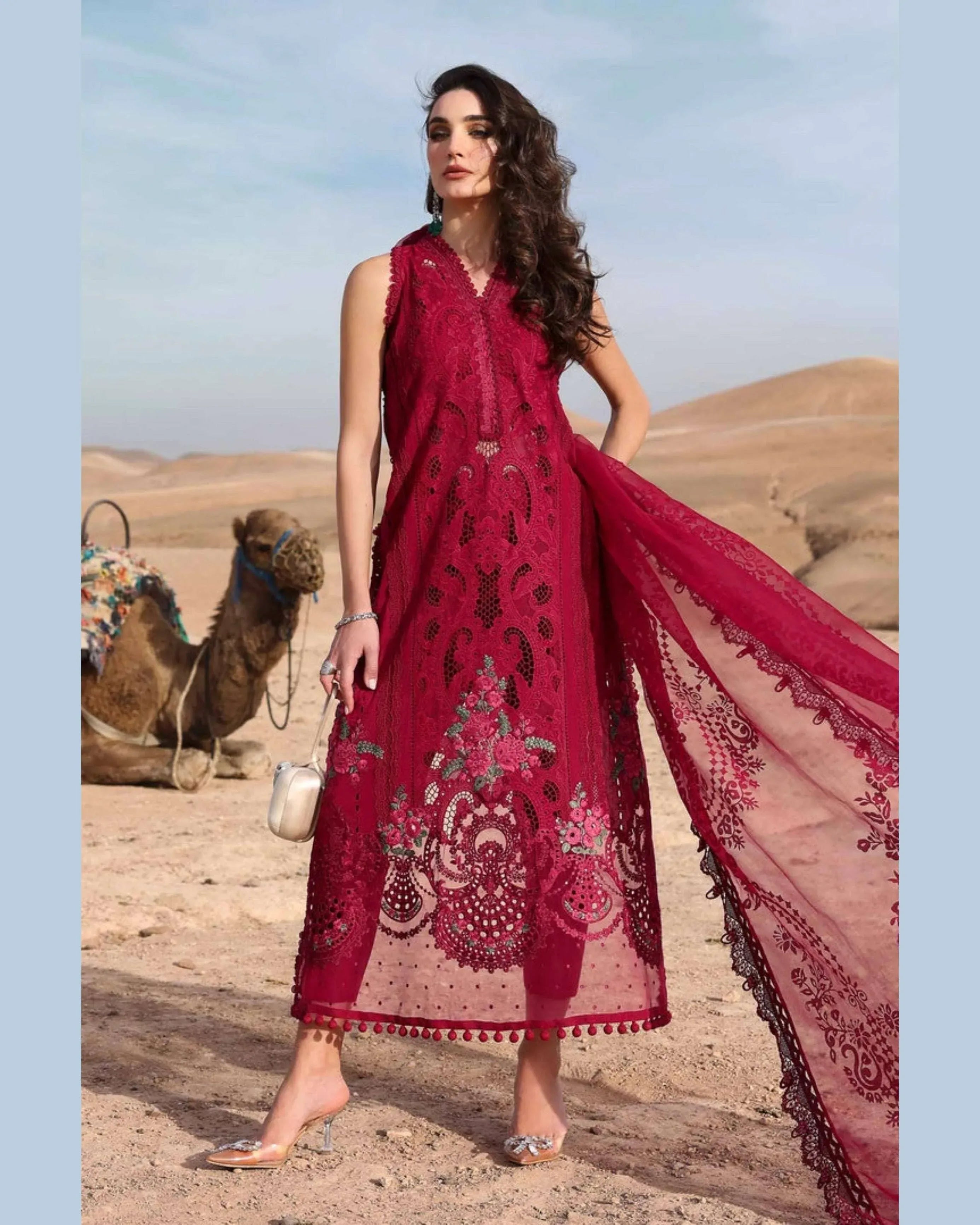 MARIA.B LAWN UNSTITCHED EMB 3PC - City Fabrics 