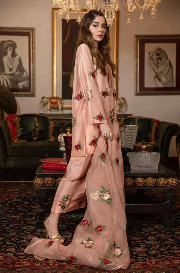 RAW SILK UNSTICH EMBROIDERED 3PC - City Fabrics 