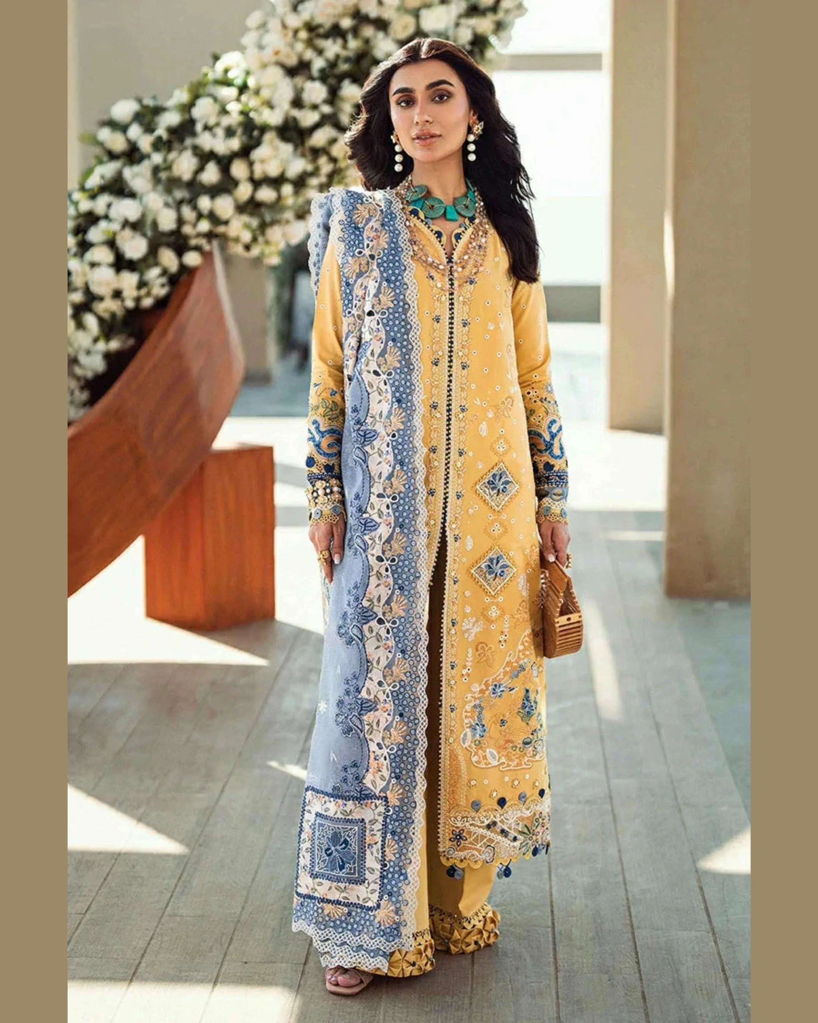 QALAMKAR LAWN UNSTITCHED EMB 3PC - City Fabrics 