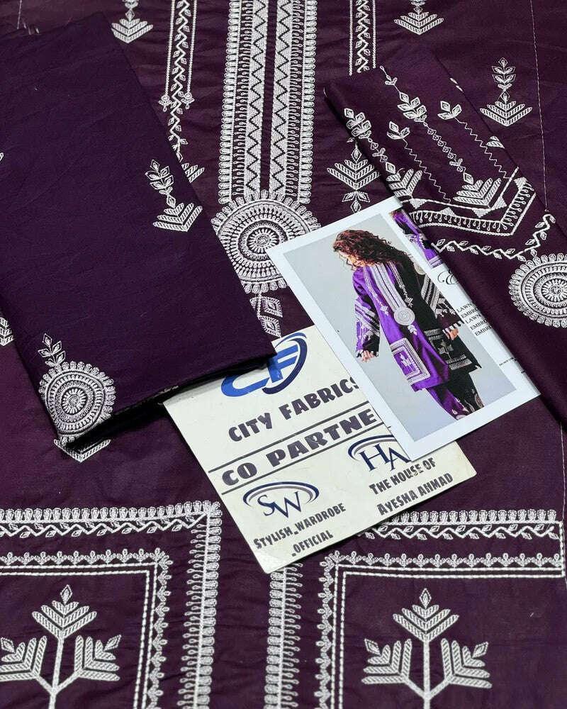 LINEN UNSTITCHED EMB 2PC - City Fabrics 