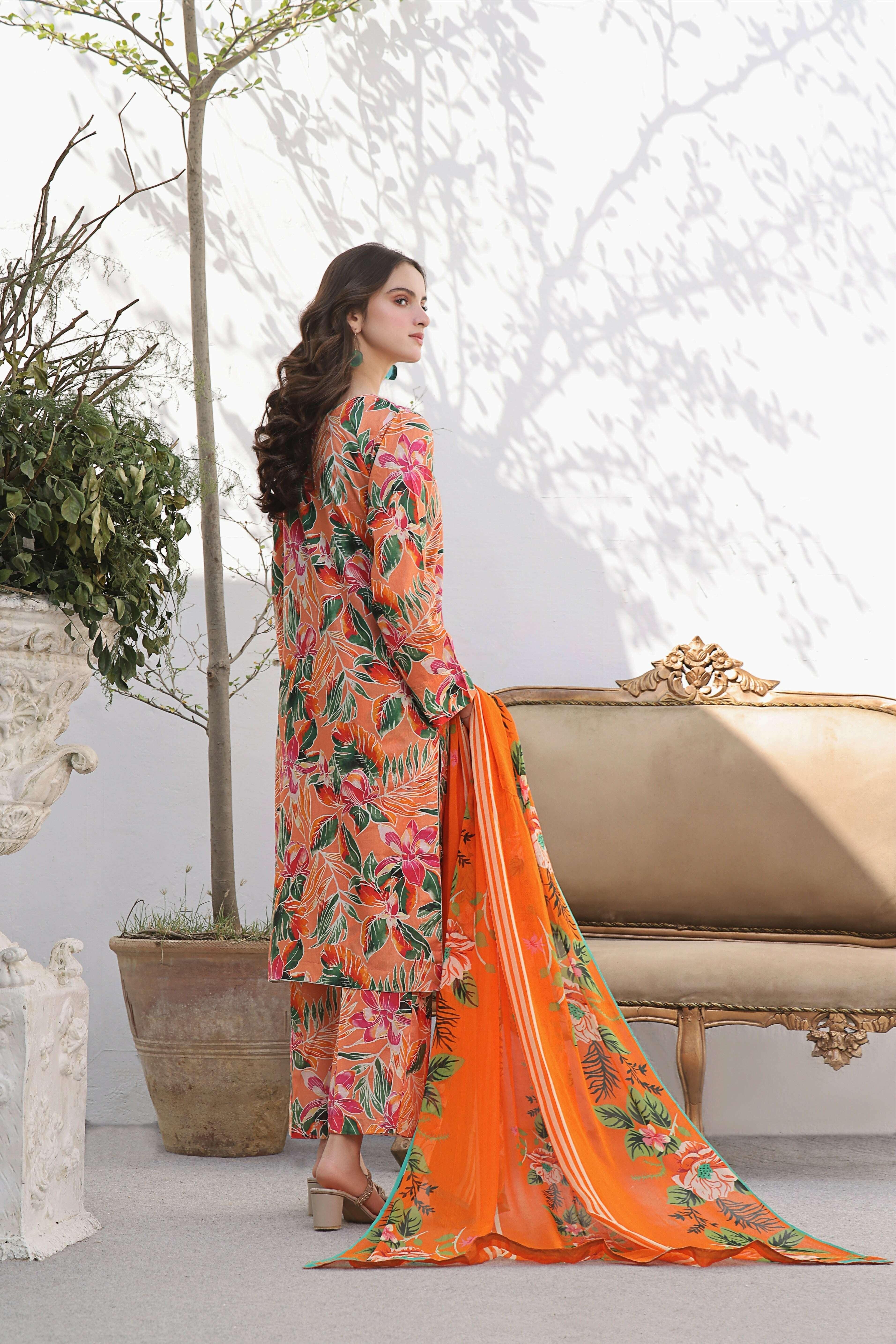 BAROQUE LAWN PRINTED UNSTICH 3PC - City Fabrics 