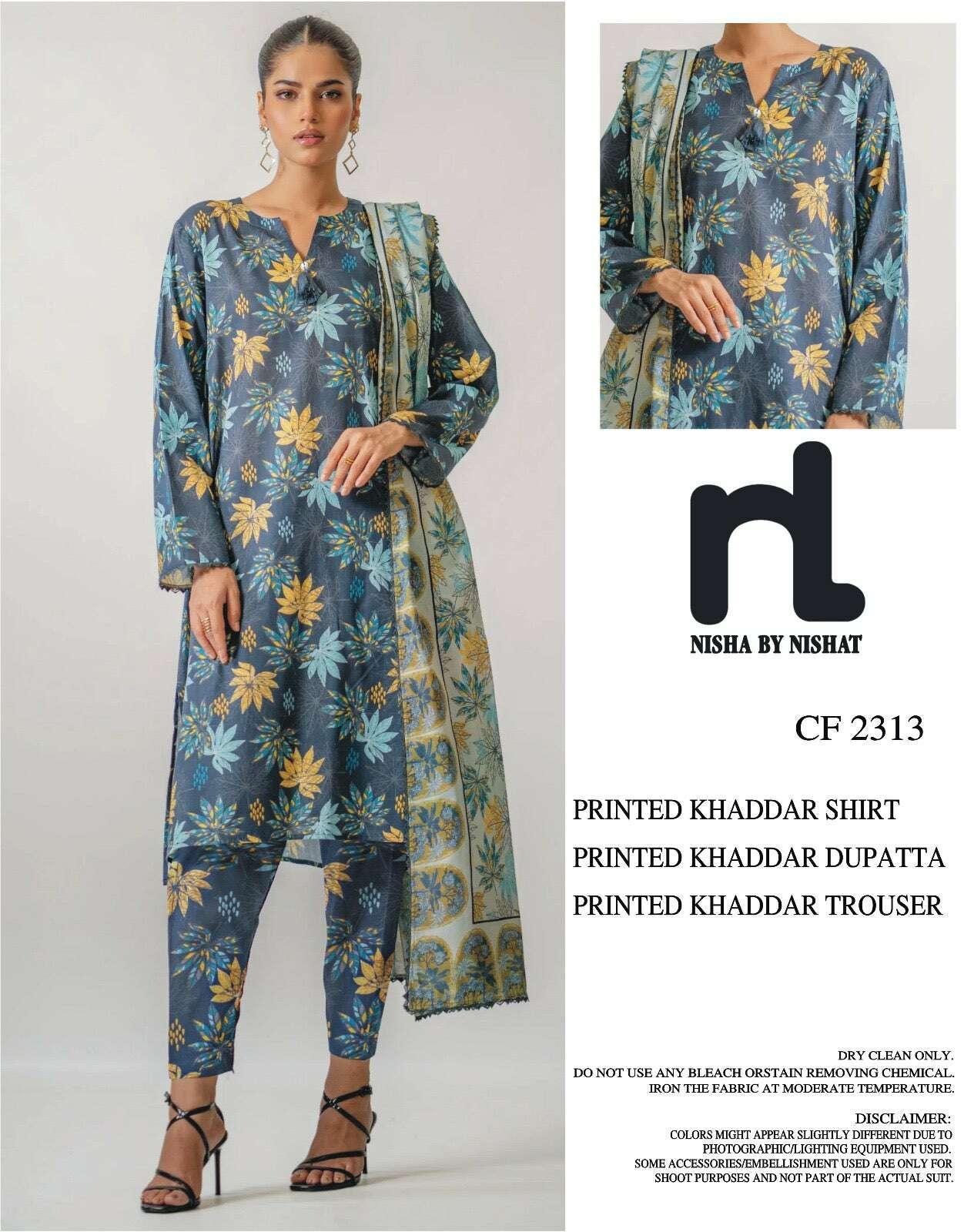 NISHAT KHADDAR UNSTITCHED PRINTED 3PC - City Fabrics 