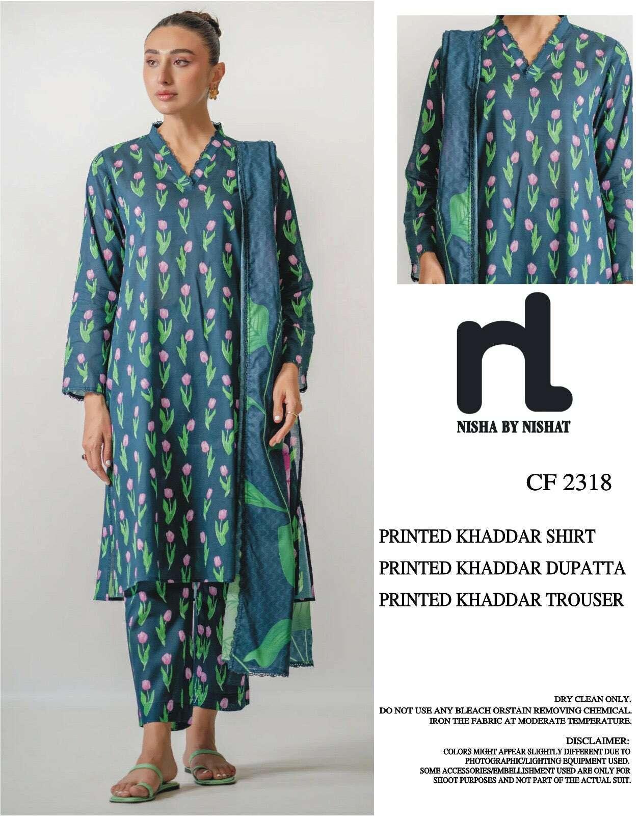 NISHAT KHADDAR UNSTITCHED PRINTED 3PC - City Fabrics 