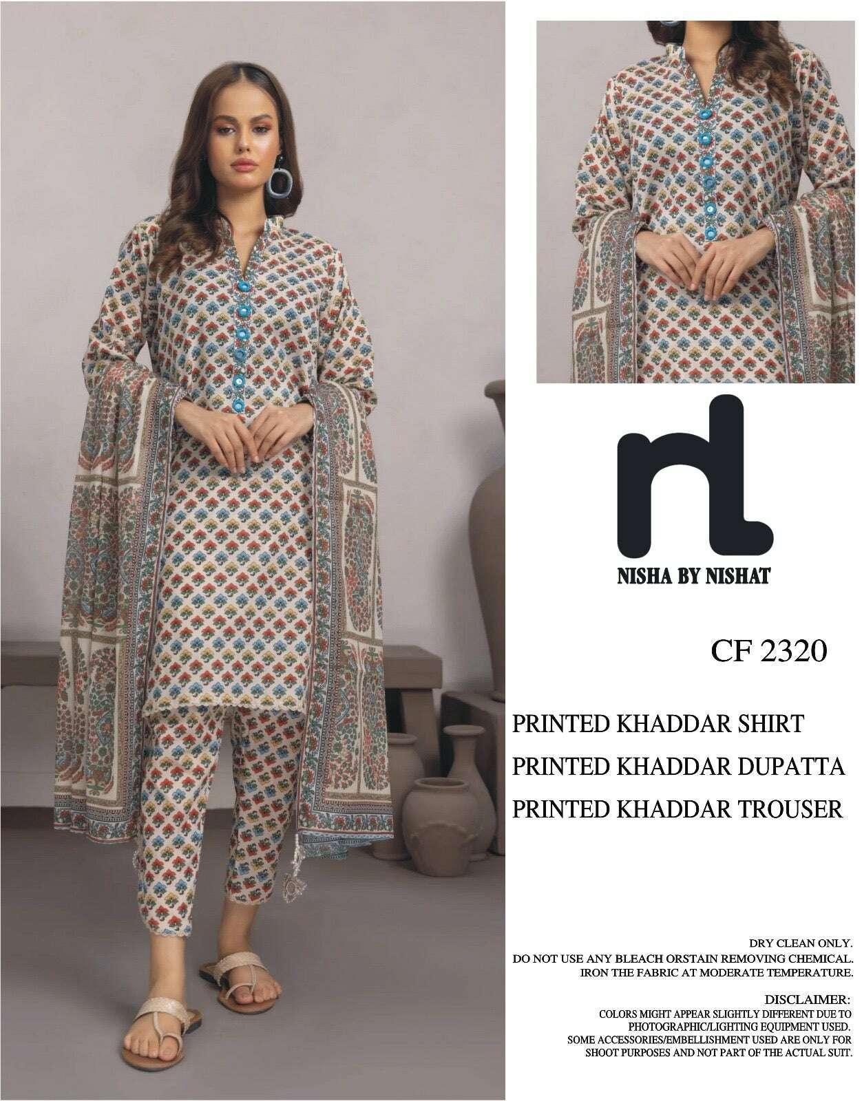 NISHAT KHADDAR UNSTITCHED PRINTED 3PC - City Fabrics 