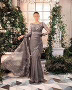 MARIA:B UNSTICHE EMBROIDED SAREE - City Fabrics 