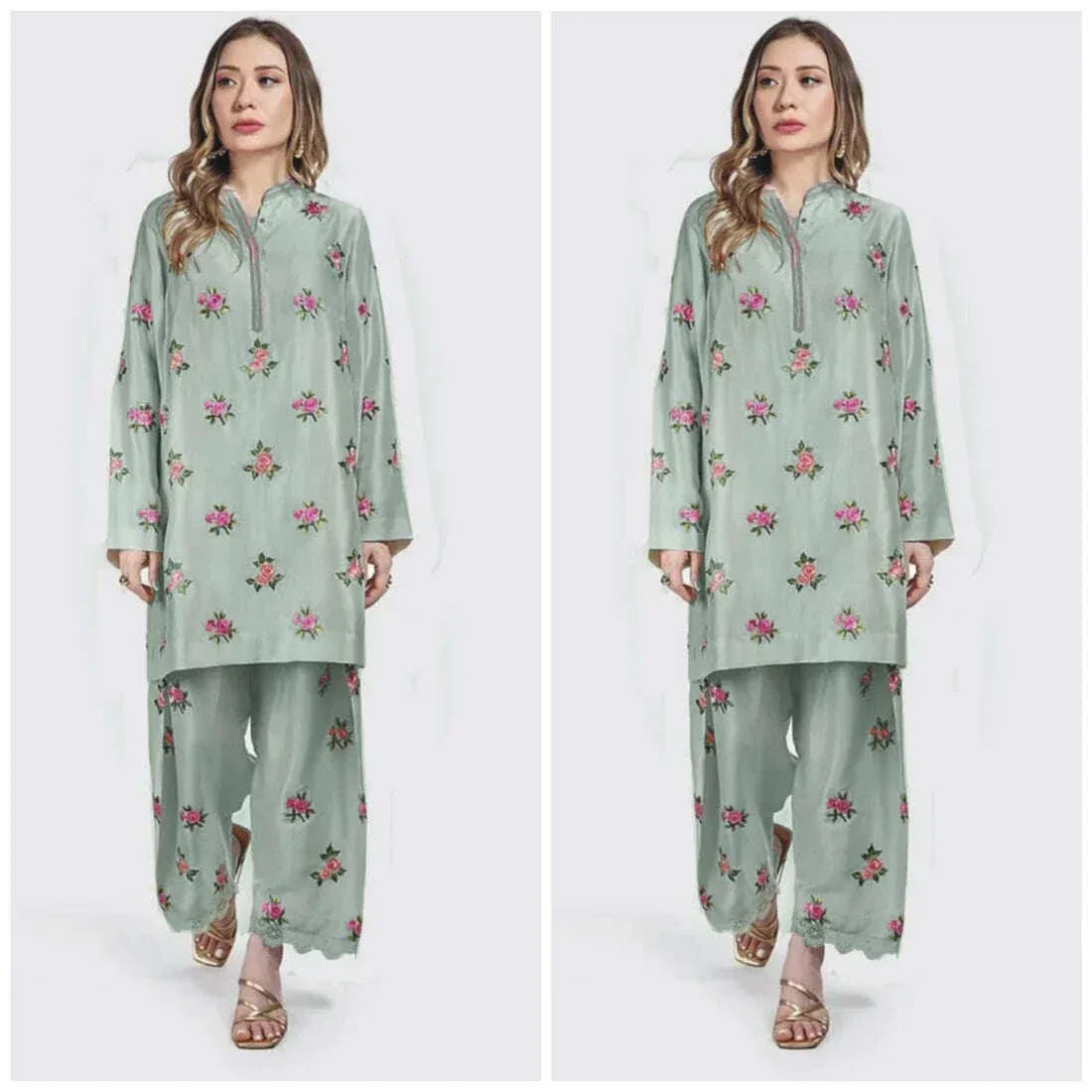 RAW SILK UNSTICH EMBROIDERED 3PC - City Fabrics 