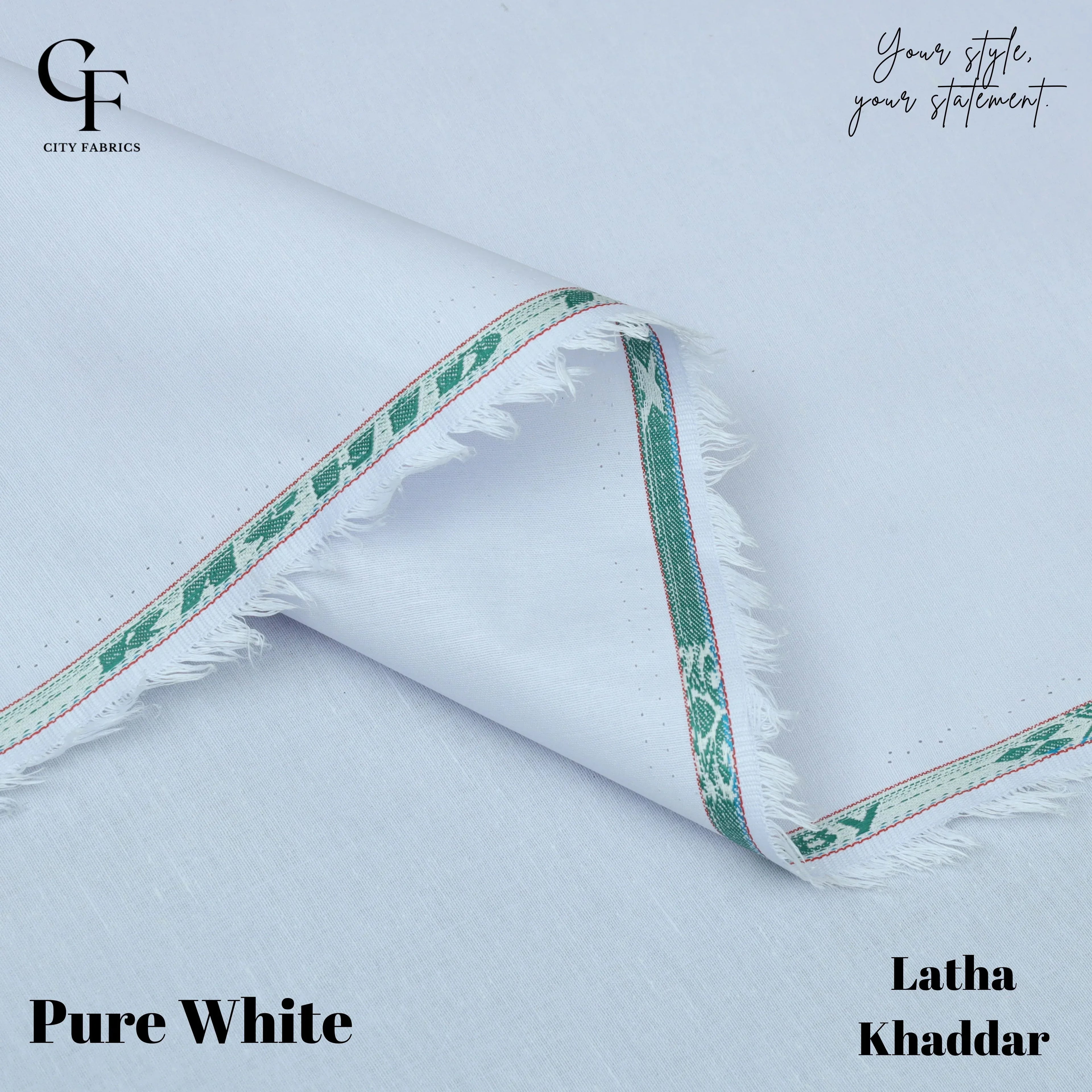 Latha Khaddar Pure White - City Fabrics 