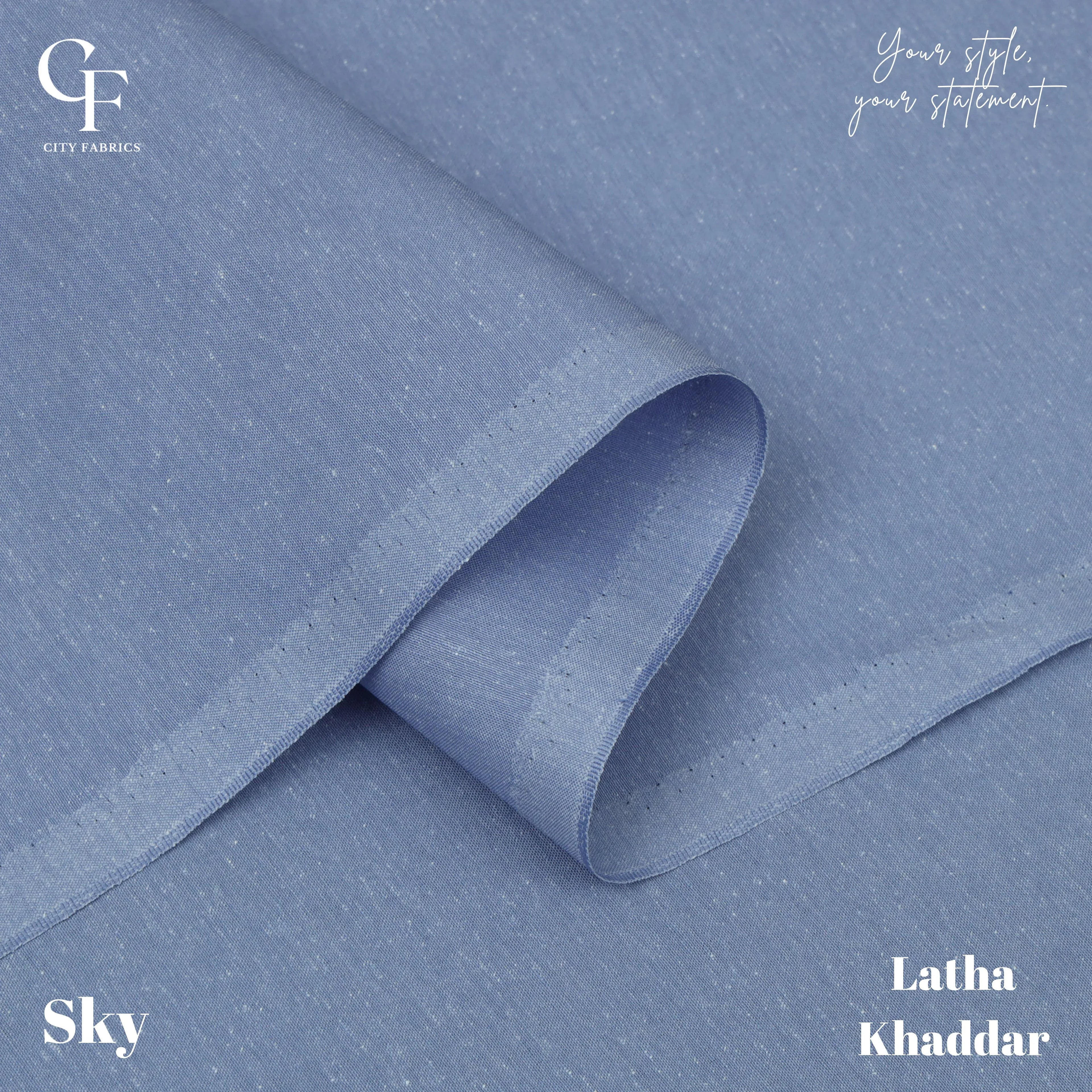 Latha Khaddar Sky - City Fabrics 