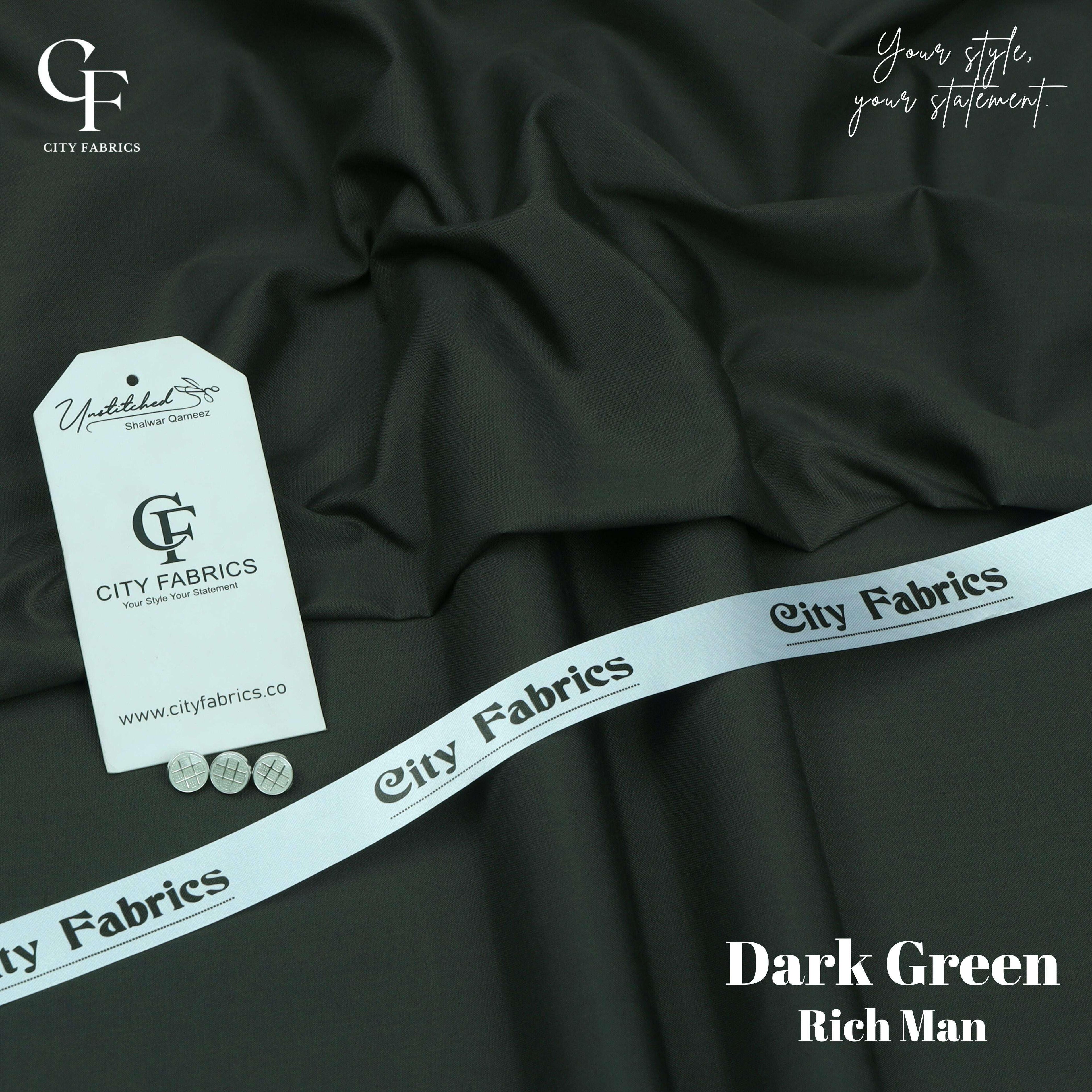 Rich Man Dark Green - City Fabrics 