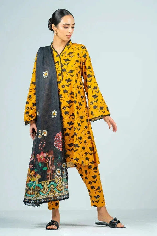 BAROQUE KHADDAR UNSTITCHED PRINTED 3PC - City Fabrics 