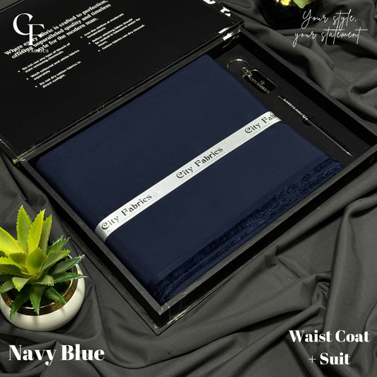 Suit With Waistcoat Navy Blue