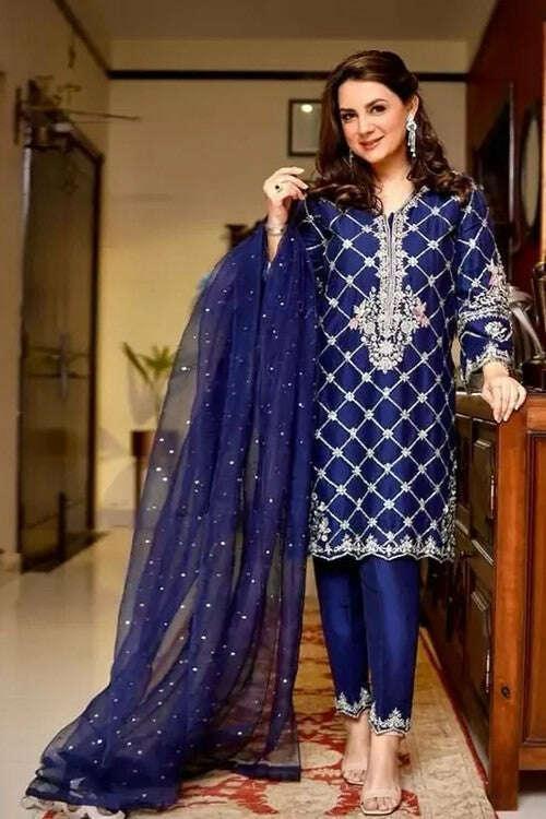 KATTAN SILK UNSTICH EMBROIDERED 3PC - City Fabrics 