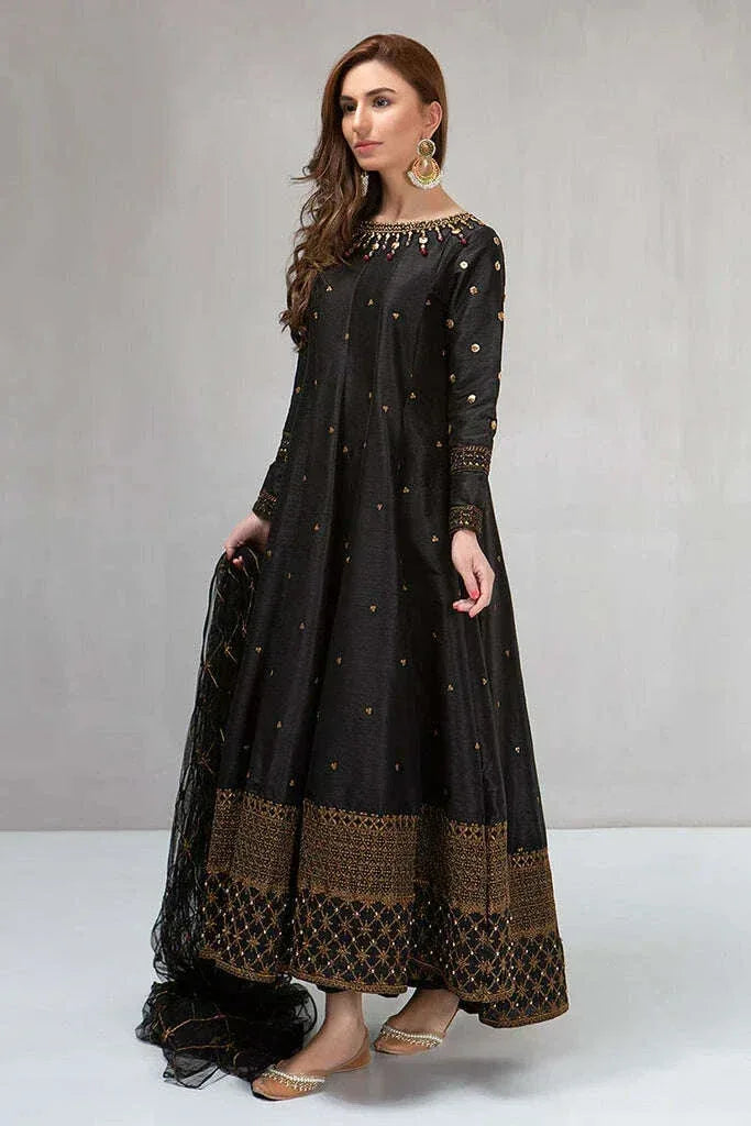 MARIA B KATTAN SILK UNSTICH EMBROIDERED 3PC - City Fabrics 